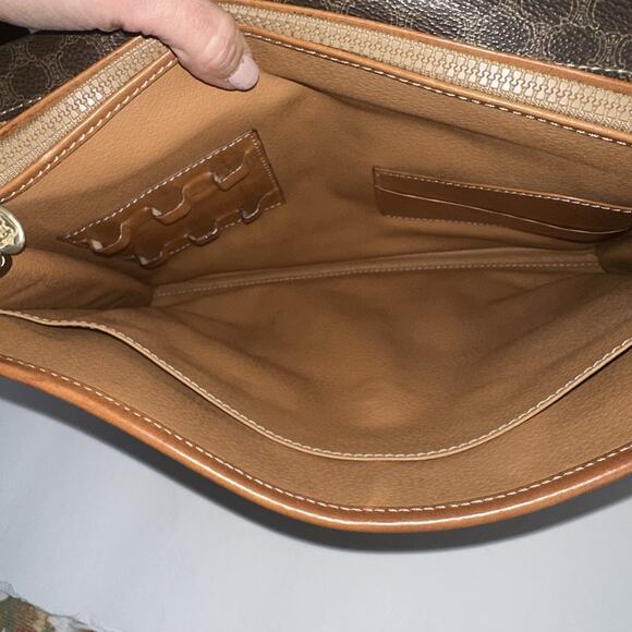 Authentic CELINE Macadam Canvas Clutch Bag PVC Leather Brown organizer vintage - Picture 11 of 16